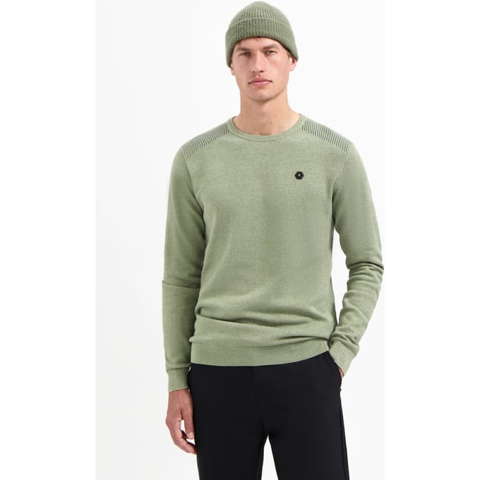 No Excess Pullover Crewneck Plated Structure Knit Light Moss  2XL