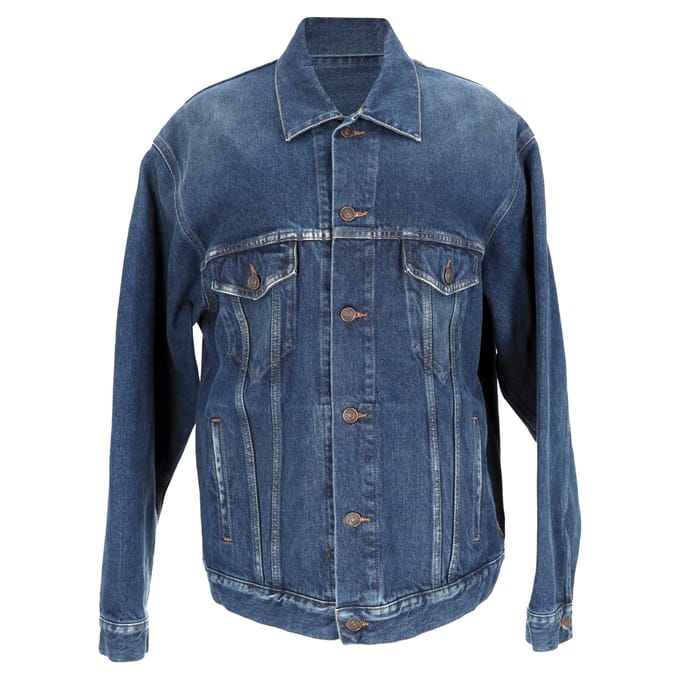 Balenciaga 'Jij Bent De Wereld' Geborduurde Spijkerjacket in Blauwe Katoen
