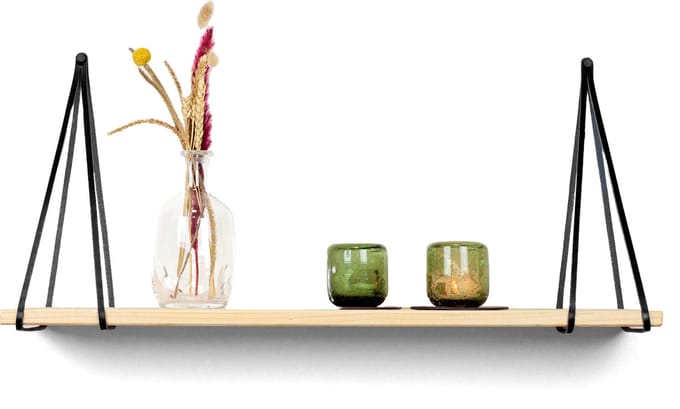 Leren plankdragers gesplitste draden - Zwart - 2 stuks - Echt lederen planken dragers - plank dragers
