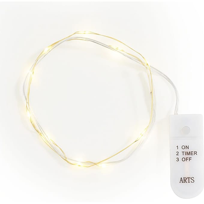 Micro LED snoer lampjes, met timer, goudkleurige draad, 10 LED's