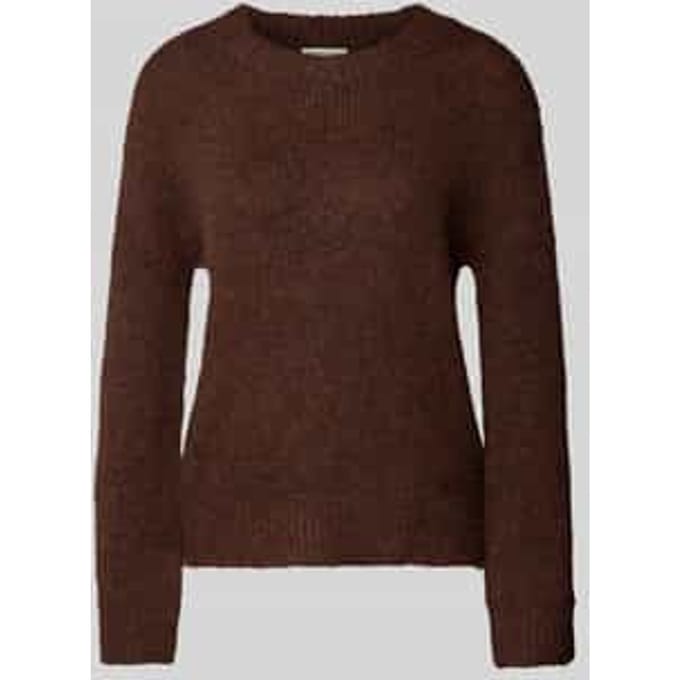 Tom Tailor - Gebreide trui met wol - Maat M - dark pecan brown melange