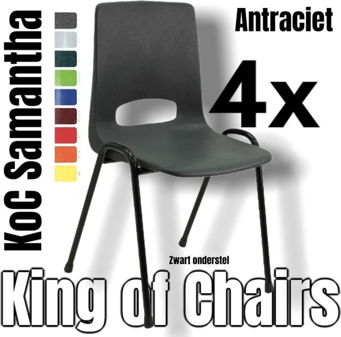 King of Chairs - Vergaderstoel - Antraciet - 4 Stuks