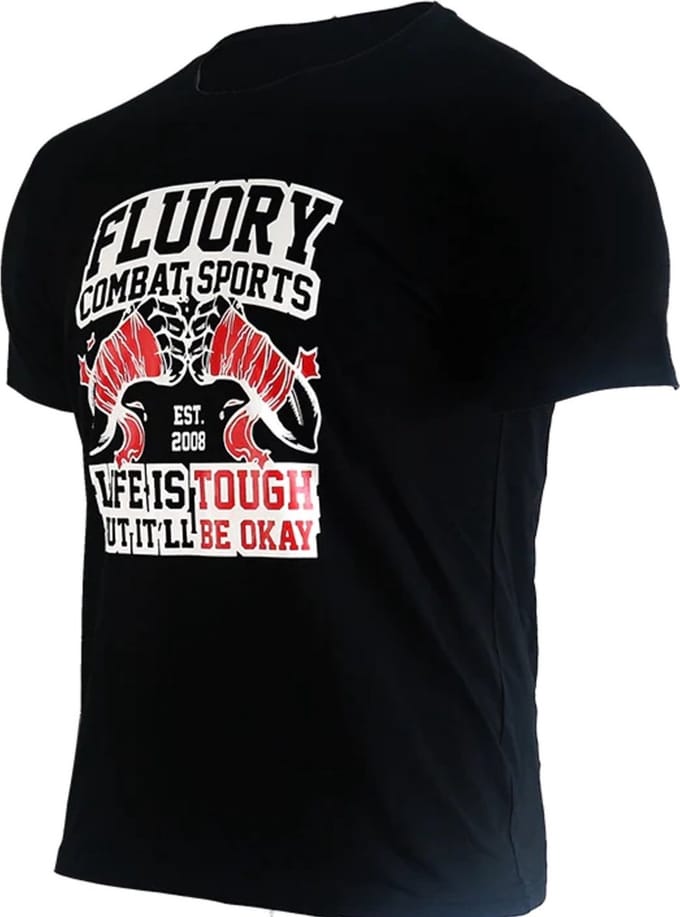 Fluory "Life is Tough" Muay Thai T-Shirt Zwart - L