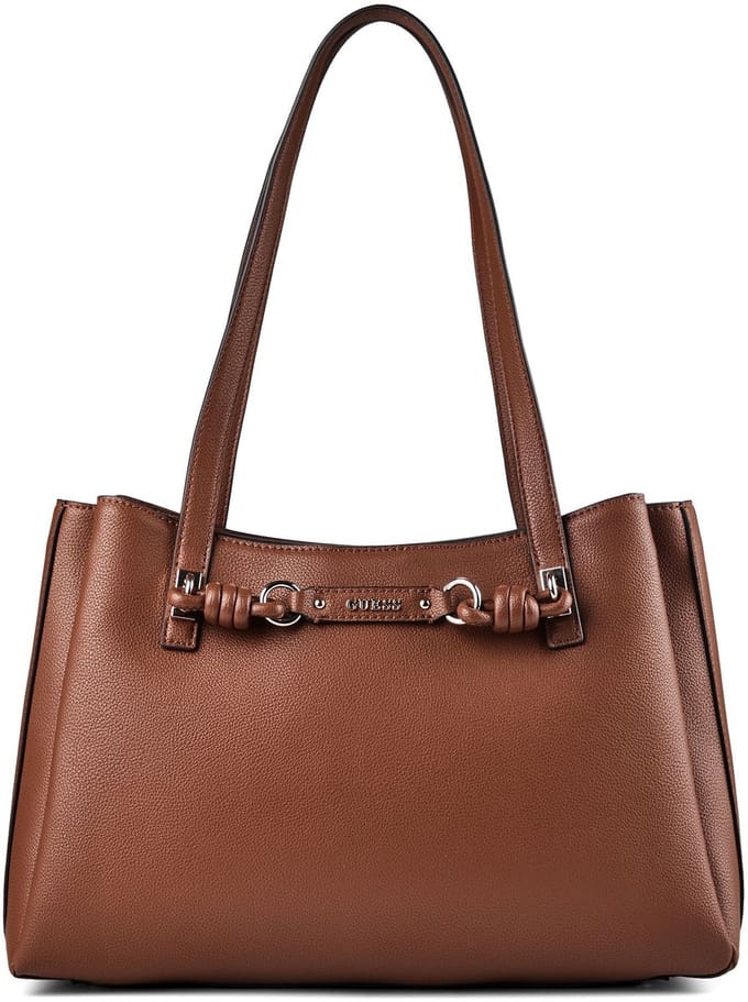 GUESS schoudertas Camelia 3 Compartment Tote Cognac bruine