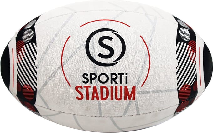 Teamswear Stadium (Size 5) Rugbybal - Wit / Rood | Maat: S.5