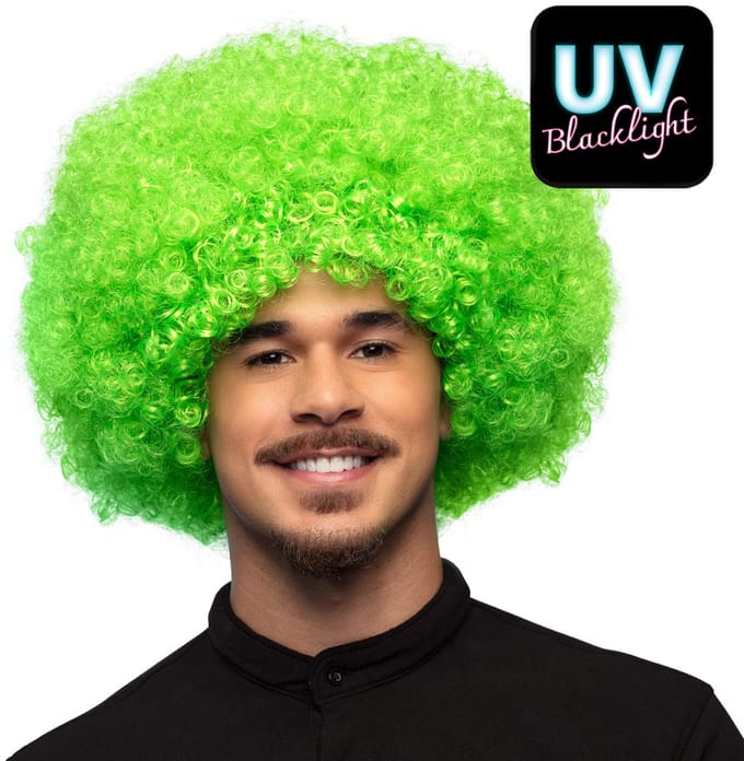 Boland - Pruik Groove groen Groen - Afro - Kort - Unisex - Danser/danseres - 70's, 80's & 90's - Disco