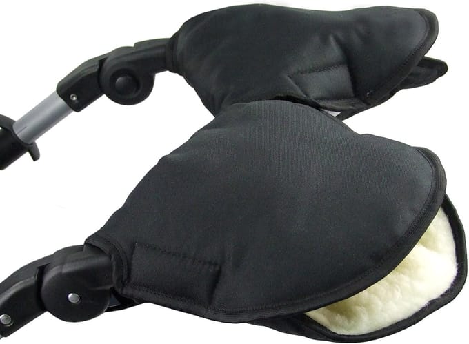 Mouw voor Kinderwagen - Handwarmer Duo - Warm Blijven - Waterafstotend Polyester - Universeel - Zwart
