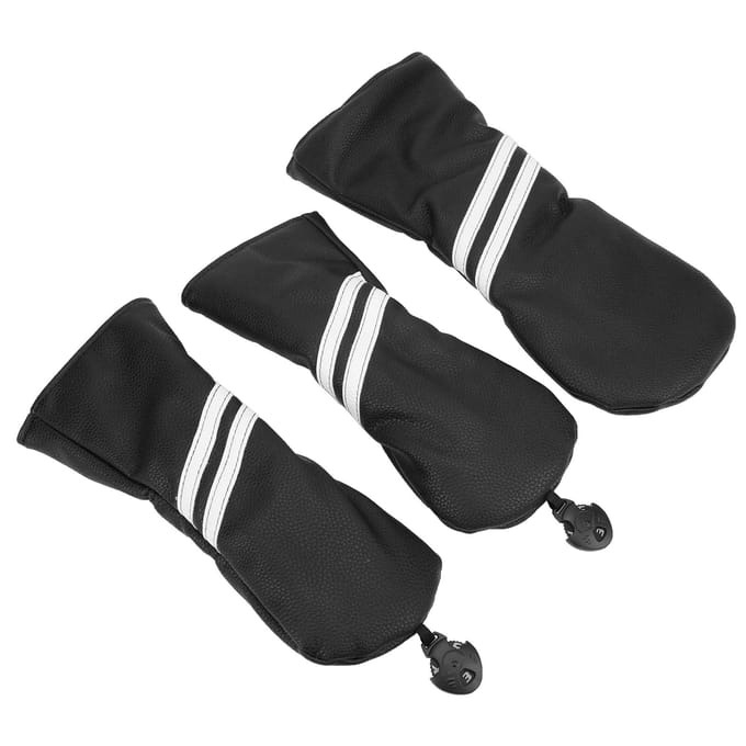 Golf Hout Headcover Cover Set Strepen Cue Headcovers Golfclub Hoofdcovers voor DriverZwart blauw
