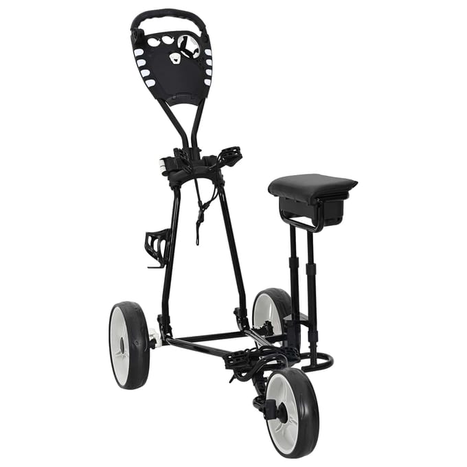 vidaXL Golf trolley met zitplaats Zwart en Wit IJzer Opvouwbaar
