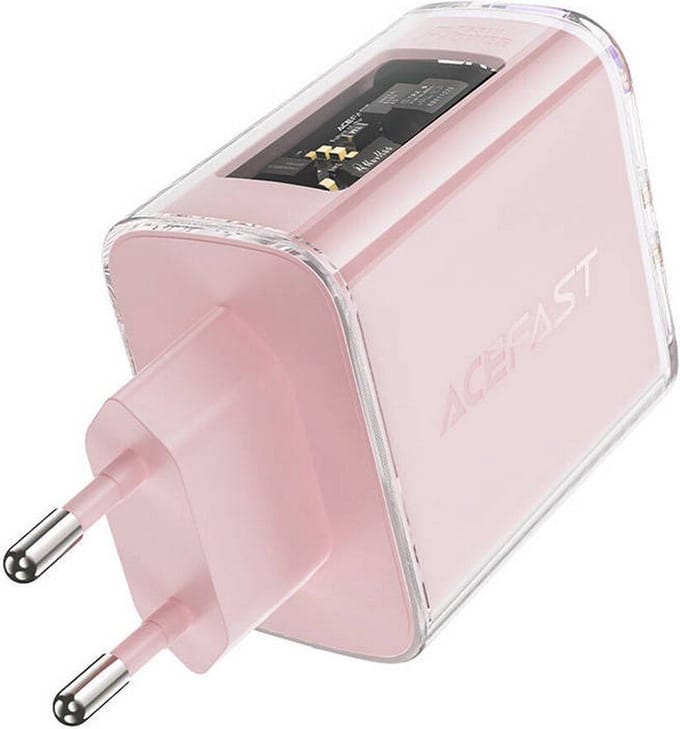 Acefast A45 Exploration Netwerkoplader, 65W, 3.25A, 1 x USB-A - 2 x USB-C, Roze