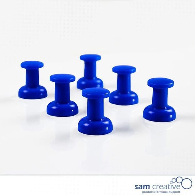 Sam Creative Whiteboard Magneten - Prikbord Jumbo Pins - 20mm - Blauw - 6 stuks