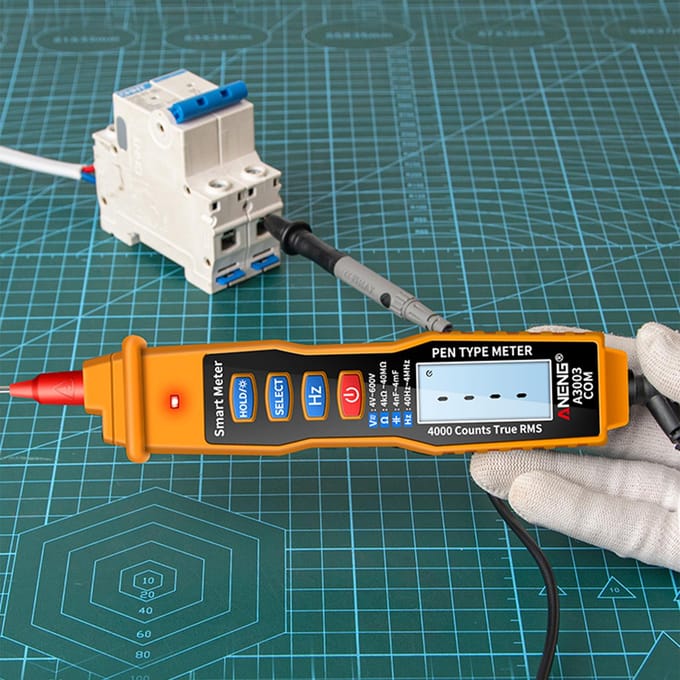 ANENG – multimètre à stylo numérique NCV, voltmètre AC/DC, ohmmètre, capacité de résistance, fréquence en direct jaune