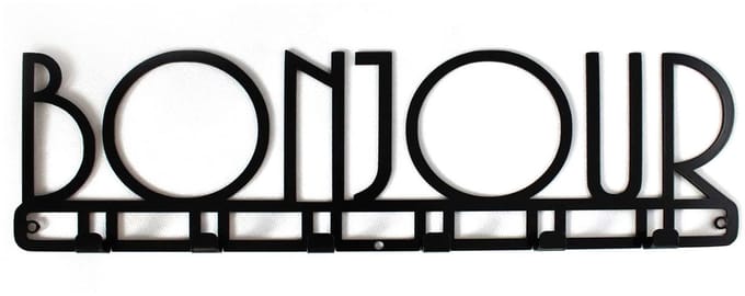 Decorizzly - Metalen Wandschrob Bonjour - 500mm - 6 Haken - Stijlvol en Functioneel