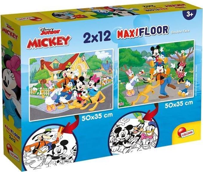 Lisciani - Mickey - Double face - Puzzel Maxifloor - 2 x 12 stukjes