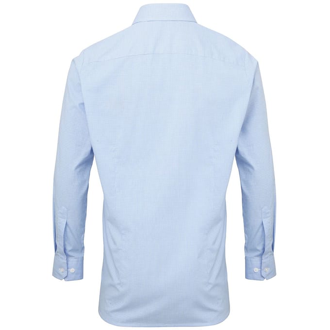 Premier Herenmicrocheck shirt met lange mouwen (Lichtblauw/Wit)