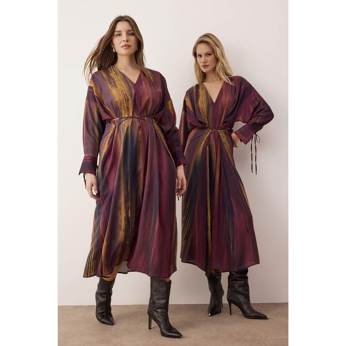Damesjurk Lila Abstrakt Maxi Lange Casual Shift Jurk