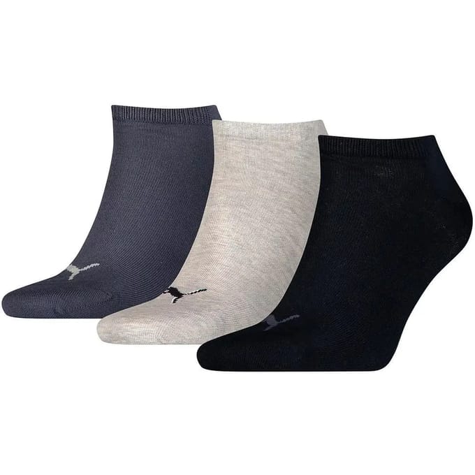 Puma - 3-pack Sokken Invisible Navy Blauw / Grijs Melange / Blauw - Unisex - 47-49