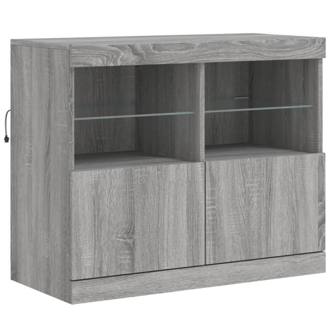 vidaXL - Dressoir - met - LED-verlichting - 81x37x67 - cm - grijs - sonoma - eiken