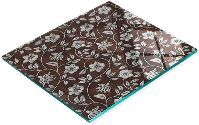 Decoratieve serveerplank van glas met bloemenpatroon, 60x52 cm
