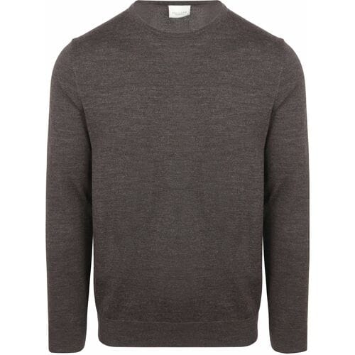 Profuomo Pullover Merinowol Donkerbruin - Maat XXL - Heren