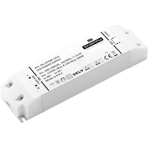 Dehner Elektronik SS 100-12VL LED-transformator, LED-driver Constante spanning 100 W 8.3 A 12 V/DC Overbelastingsbescherming, Overspanning, Geschikt