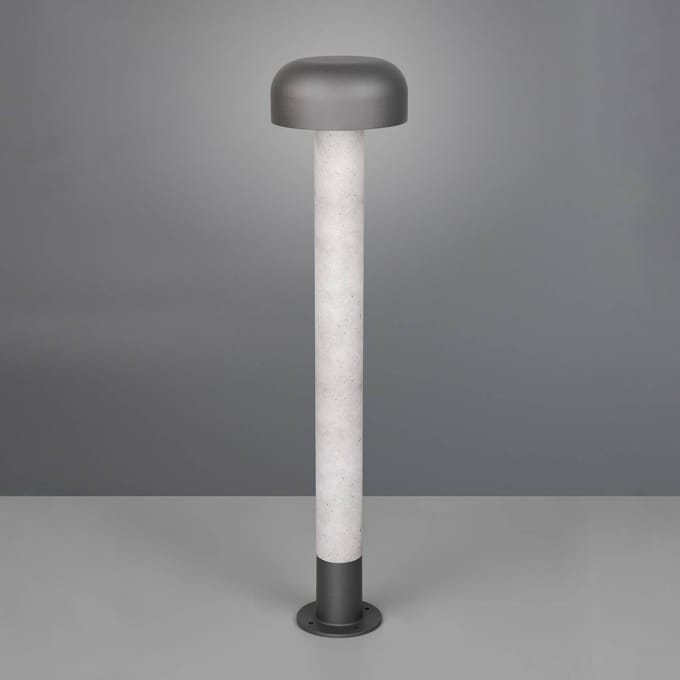 Staande Buitenlamp - Sokkellamp - Trio Lighting - E27 Fitting - Rond - Betongrijs - Aluminium