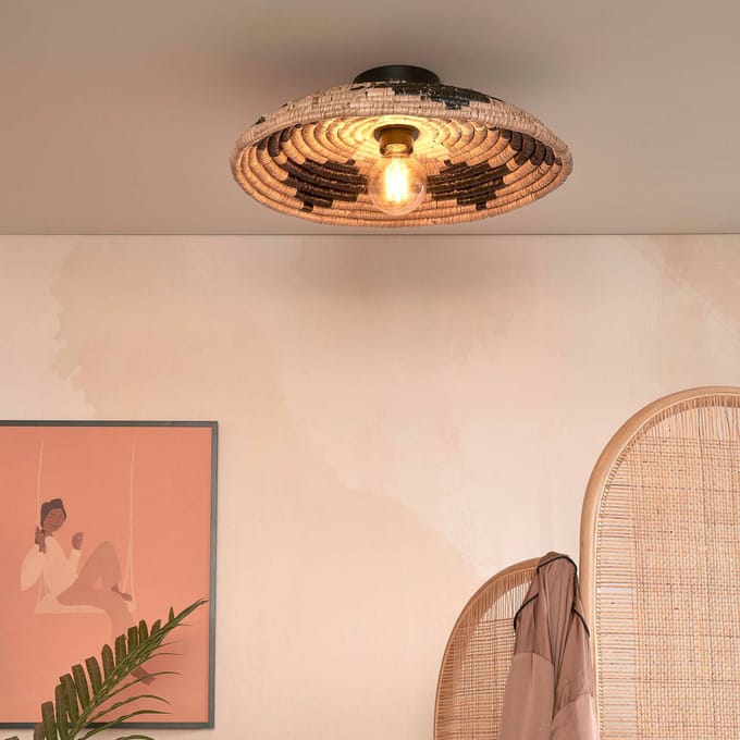 GOOD&MOJO Plafonniere Andros - Naturel/Zwart - Ø45cm - Scandinavisch