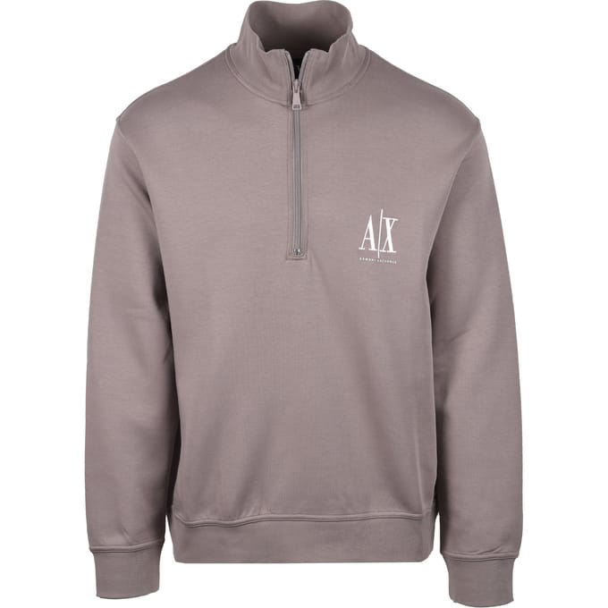 Armani Exchange Half Zip Sweatshirt Driftwood