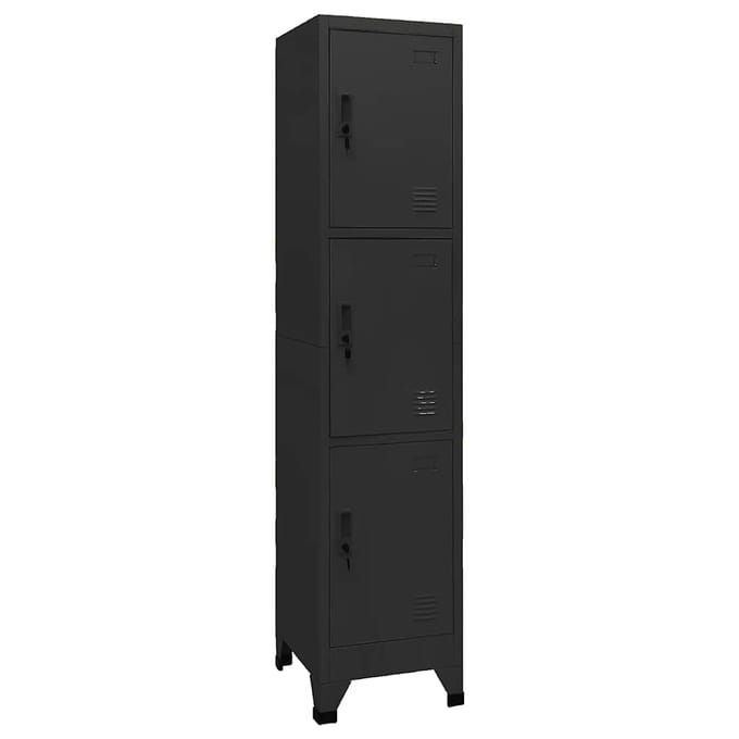 vidaXL - Lockerkast - 38x45x180 - cm - staal - zwart