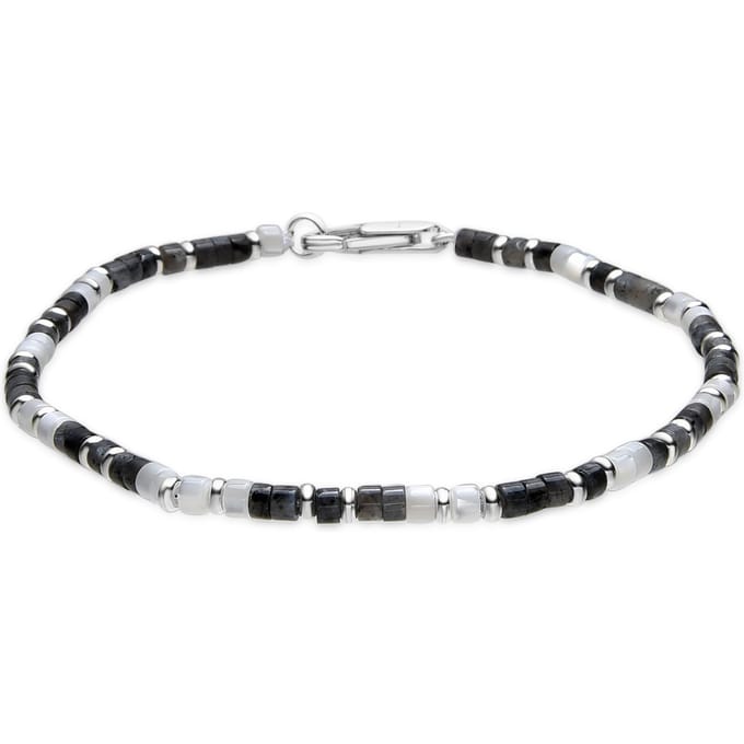 Armband - LUXENTER - Hayo - Bewolkt grijs kwarts - Rhodium afwerking - 19 cm gray