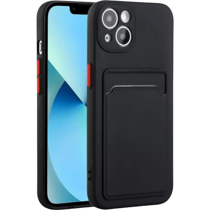 CaseBody Apple iPhone 13 Mini Telefoonhoesje met Kaarthouder Zwart