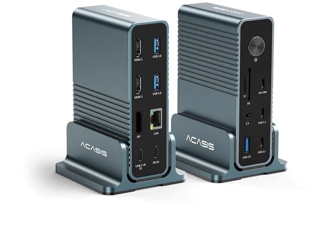 Acasis - DS‑7A15 - USB‑C Dock – 4K 60Hz – 15‑in‑1 Hub - Met Ethernet USB 10Gbps - 100W Power Delivery