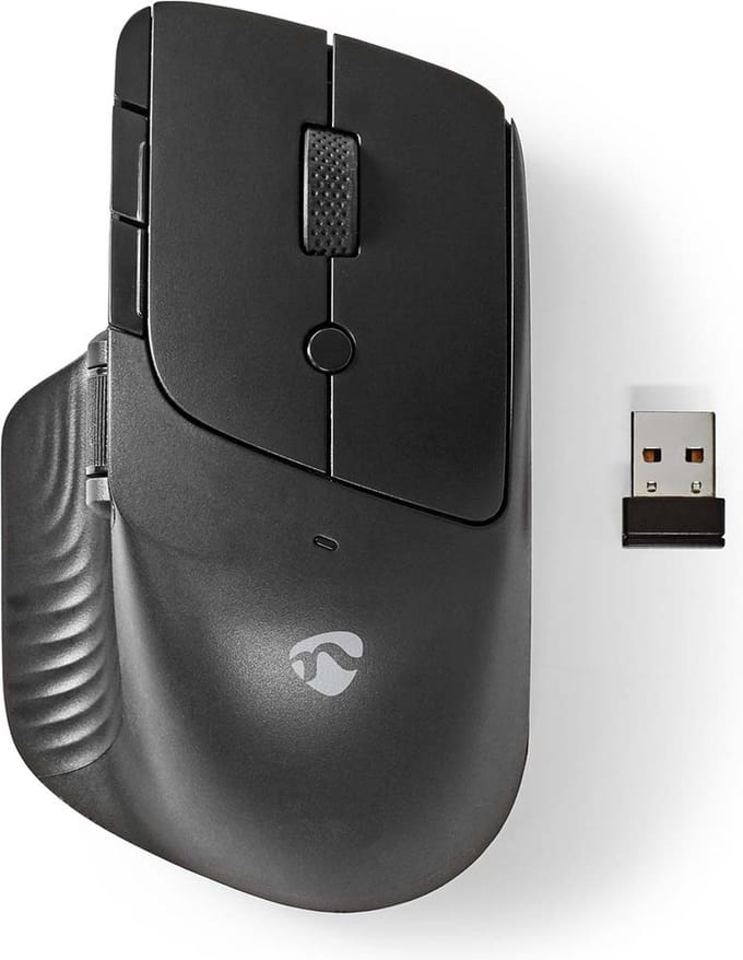 Nedis Muis - Draadloos - 800 / 1200 / 1600 dpi - Instelbare DPI - Aantal knoppen: 6 - Rechtshandig