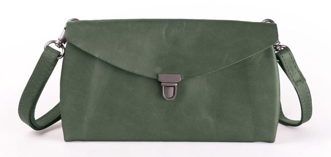 HAROLD'S Leren Schoudertas Koppeling Fold Handbag Clutch Green Groen