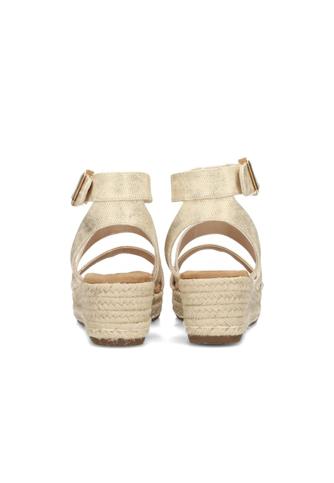 POSH by Poelman JUNE Dames Sandalen - Goud Met Beige