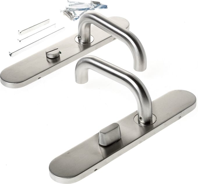 Deurkruk D-model m/sch.rvs wc8x63 ls 45x245mm