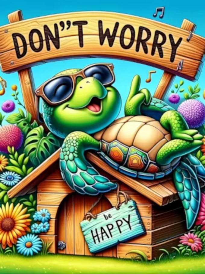 Diamond painting Don't worry schildpad 30x40cm ronde steentjes