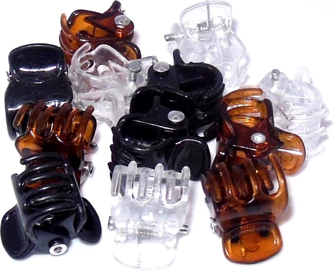 Haarklemmetjes mini mix 4x bruin/ 4x transparant/ 4x zwart