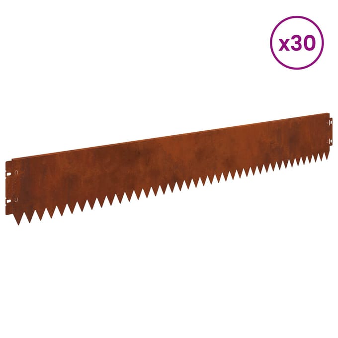 vidaXL - Gazonrand - 30 - st - 103 - x - 15 - cm - Staal - Roestkleurig