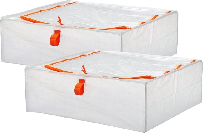 Opbergdozen - Opbergbakken - Ruimte Besparen - Plat Opvouwbaar - 55x49x19 cm - Wit