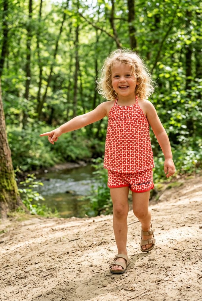 Ducksday– Top - Girl – Stretch – Funky red – 4 jaar - 92/98