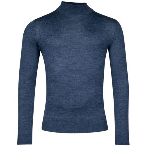 Baileys Trui Merino High Turtleneck Single Knit Deep Denim Blue / male