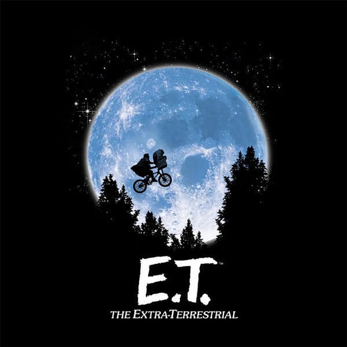 E.T. Maan Silhouet Dames T-shirt - Zwart - S