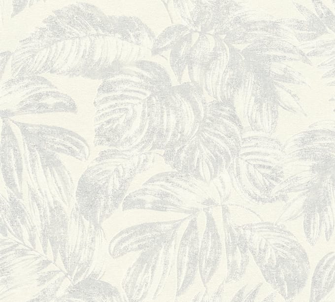 BLADEREN BEHANG | Botanisch - Wit Zilver Creme - A.S. Création Casual Living