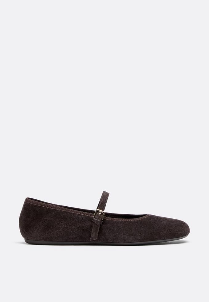 Stradivarius Mary Jane-ballerina's van leer  BRUIN 35
