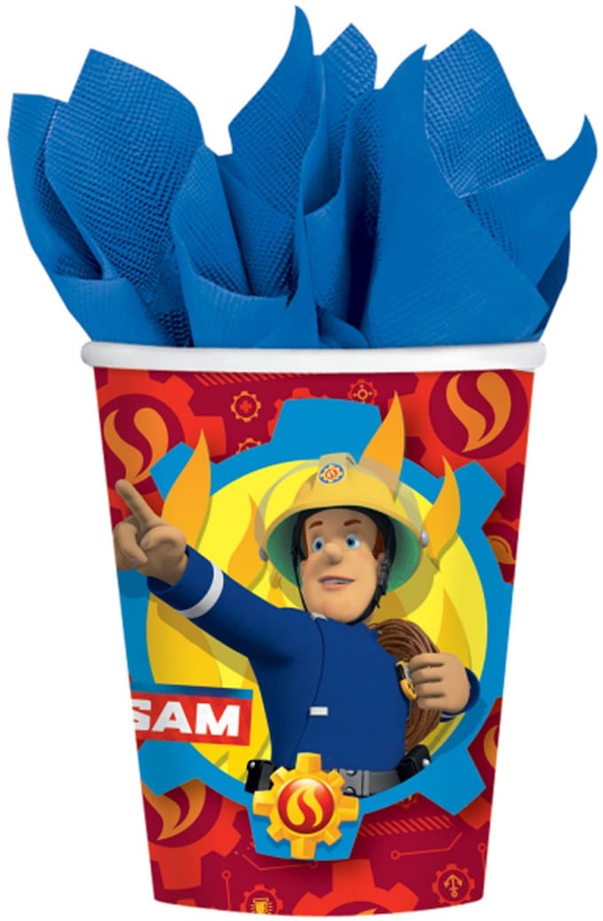 AMSCAN - 8 bekertjes Sam de Brandweerman - Decoratie > Bekers, glazen en bidons
