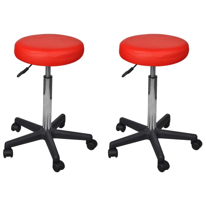 vidaXL - Kantoorkrukken - 2 - st - 35,5x84 - cm - kunstleer - rood
