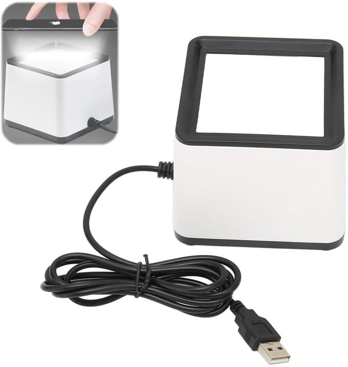 Store_9 - Handsfree Barcodescanner - Barcodelezer - USB Barcodescanner - Wit - Desktop Scanner - Geschikt voor Supermarkten en Winkels