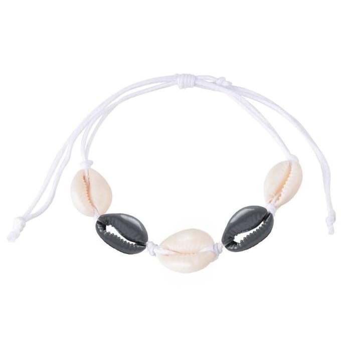 Fako Bijoux® - Schelpjes Armband - Wit - 2x Grijs