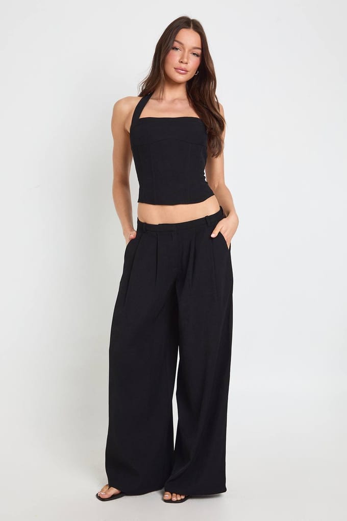 boohoo Dames Halter Corset Met Gesneden Pasvorm | Zwart | Maat: 38
